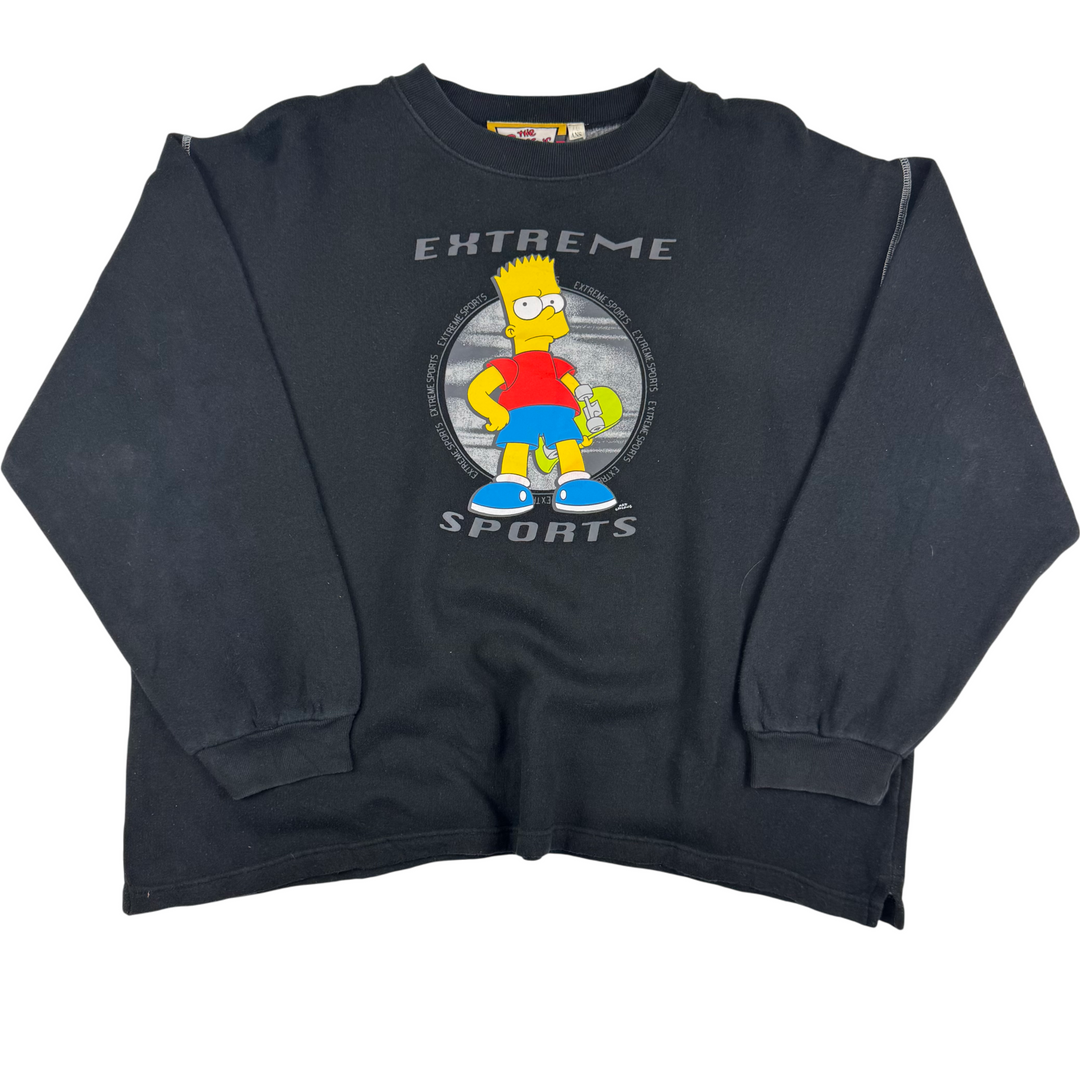 Vintage The Simpsons 90's Bart Simpson Extreme Sports Sweatshirt Black