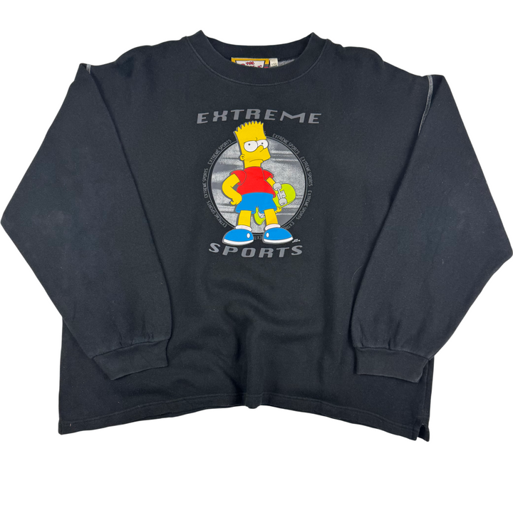 Vintage The Simpsons 90's Bart Simpson Extreme Sports Sweatshirt Black