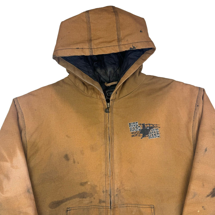 Cowboy Hardware 'Ride Hard Live Hard' Distressed Workwear Active Jacket Brown
