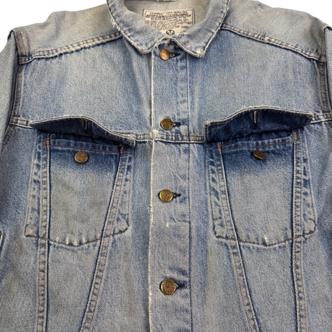 Avirex 90's Distressed Denim Jacket Blue
