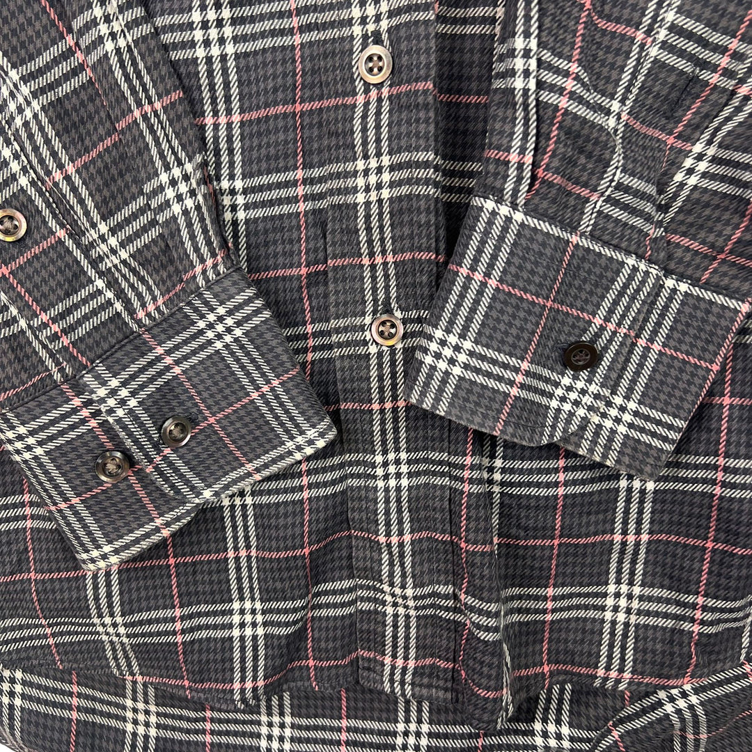 Vintage Burberry London Nova Check Long Sleeve Shirt Grey Red