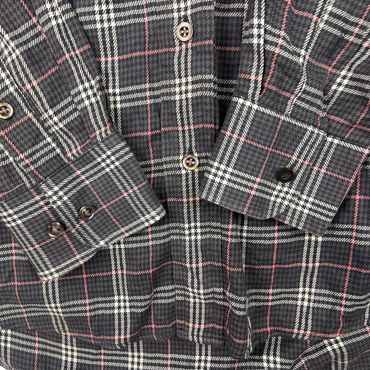 Vintage Burberry London Nova Check Long Sleeve Shirt Grey Red