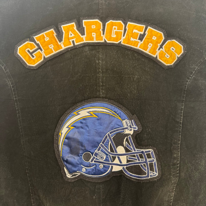 Vintage NFL Los Angeles Chargers Embroidered Suede Varsity Jacket Black