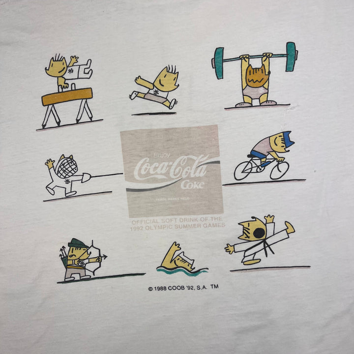 Vintage Coca Cola 1992 Olympic Games Graphic T-shirt White Rare