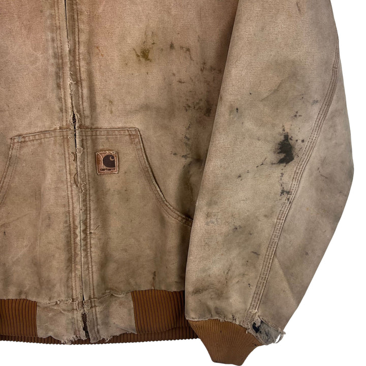 Carhartt Hooded Active Workwear Distressed Jacket Beige J130 BRN