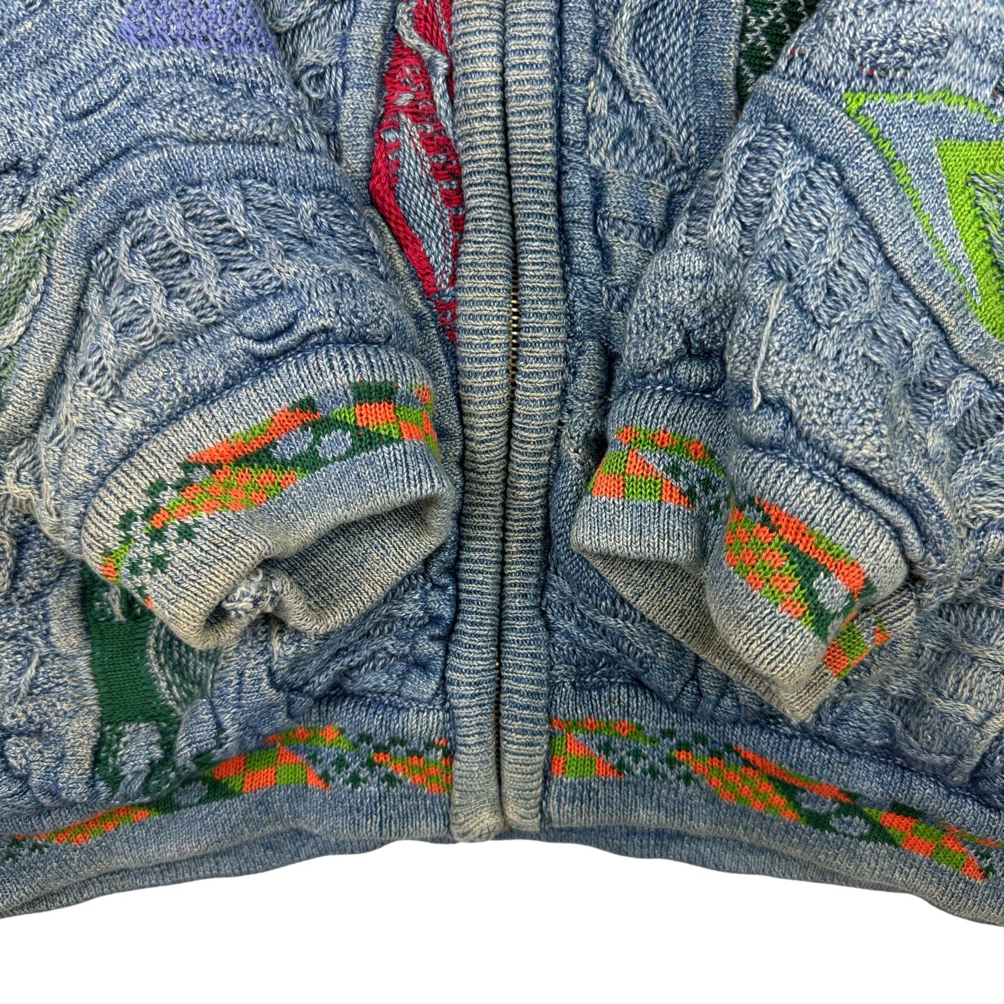 Coogi Blues 90's Knitted Bomber 3D Jacket Blue Multicoloured Rare