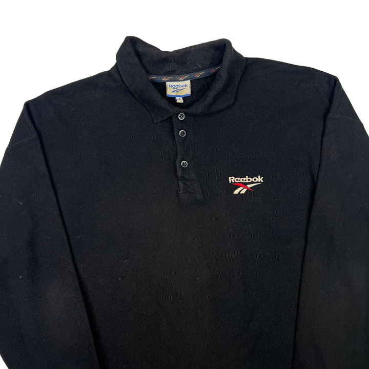 Vintage Reebok 90's Long Sleeve Polo Shirt Black