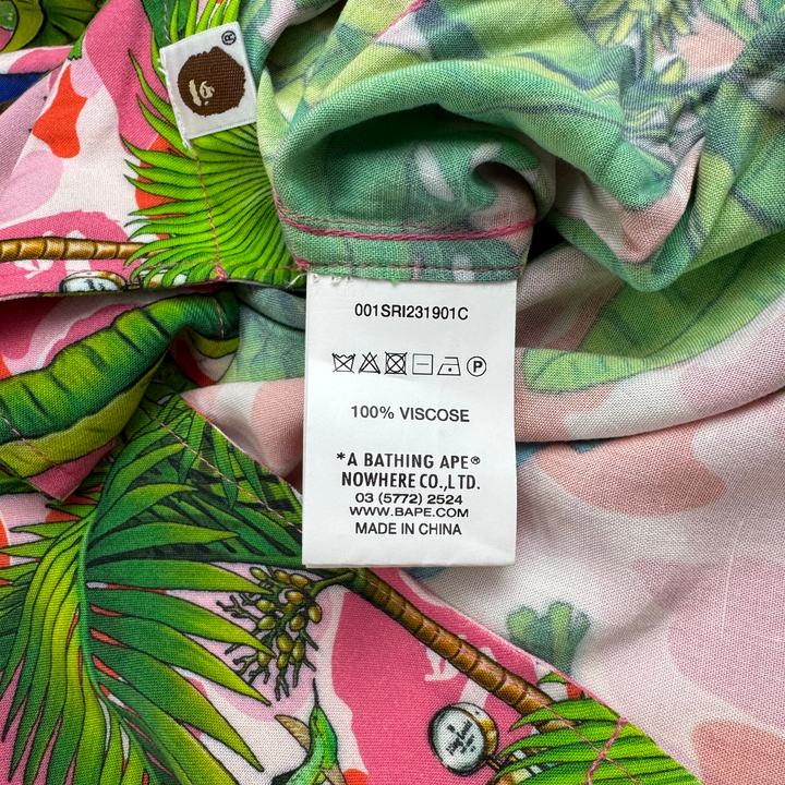 BAPE x Monkey 47 Open Short Sleeve Shirt Pink Green