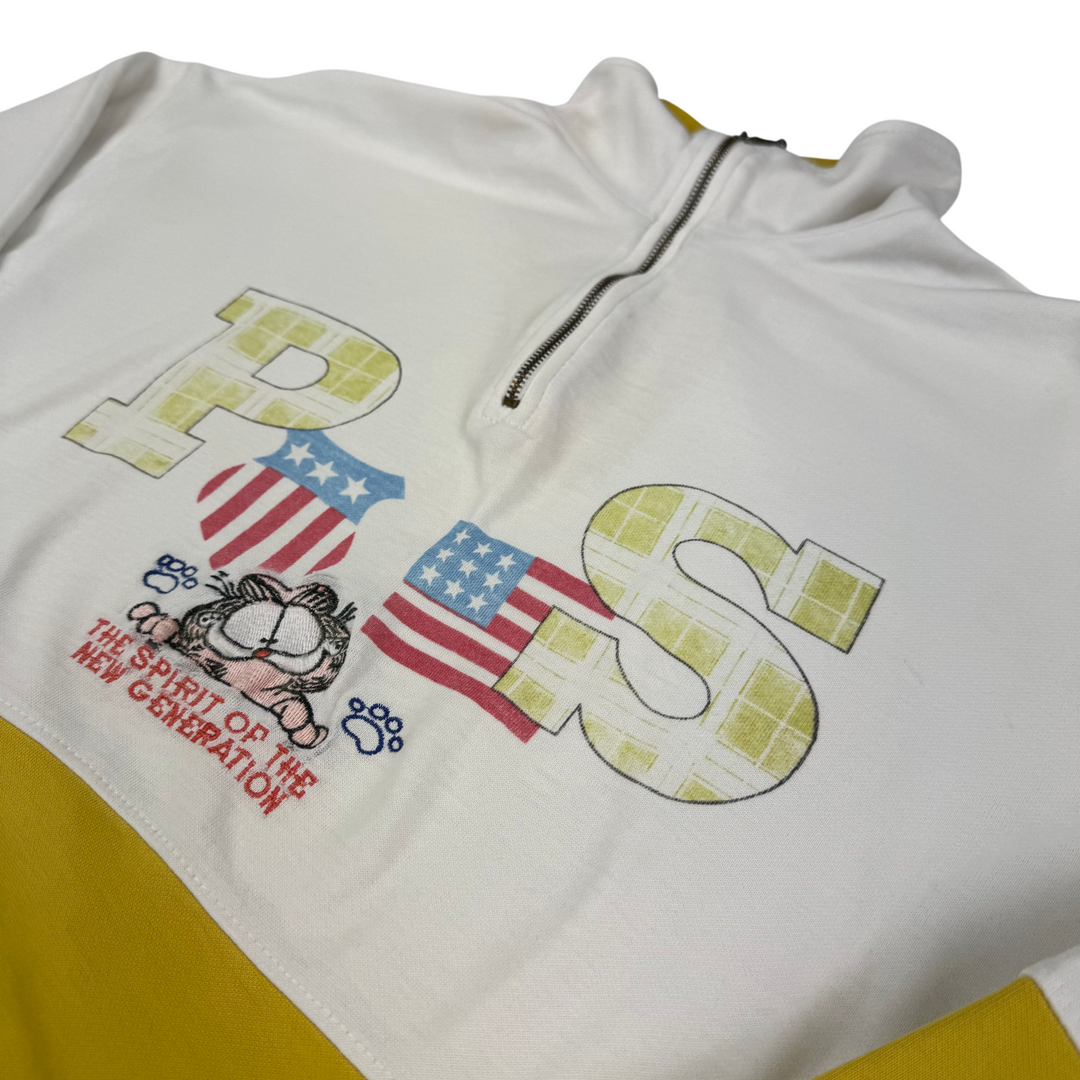 Vintage Cherokee 90's Half-Zip Sweatshirt White Yellow