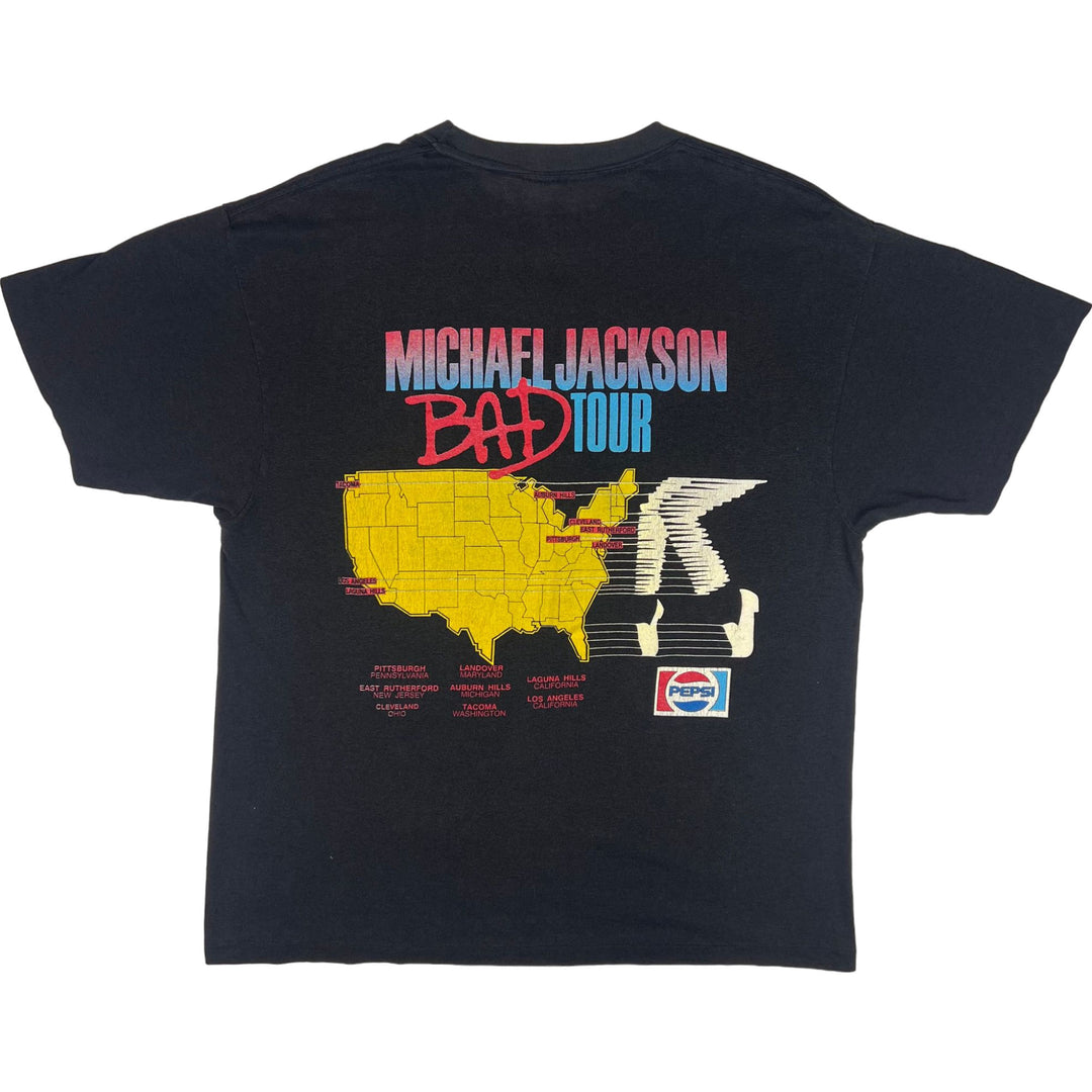 Vintage 1988 Michael Jackson Bad World Tour Single Stitch T-shirt Black Rare