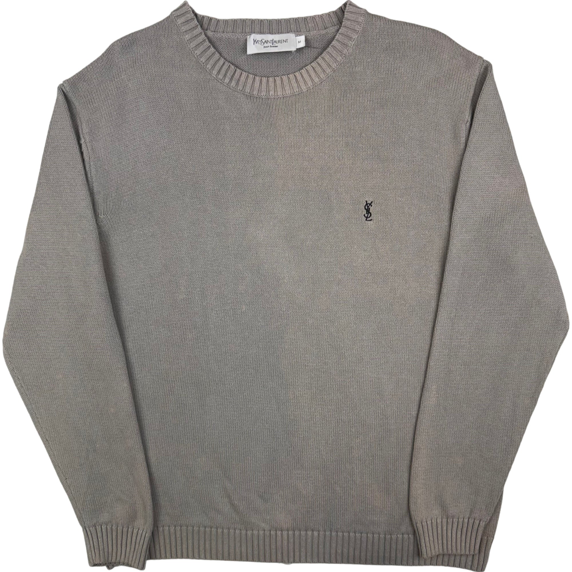 Yves Saint Laurent グレー 長袖セーター S Yves Saint Laurent Knitted Roundneck Sweater Grey | Bring It Back