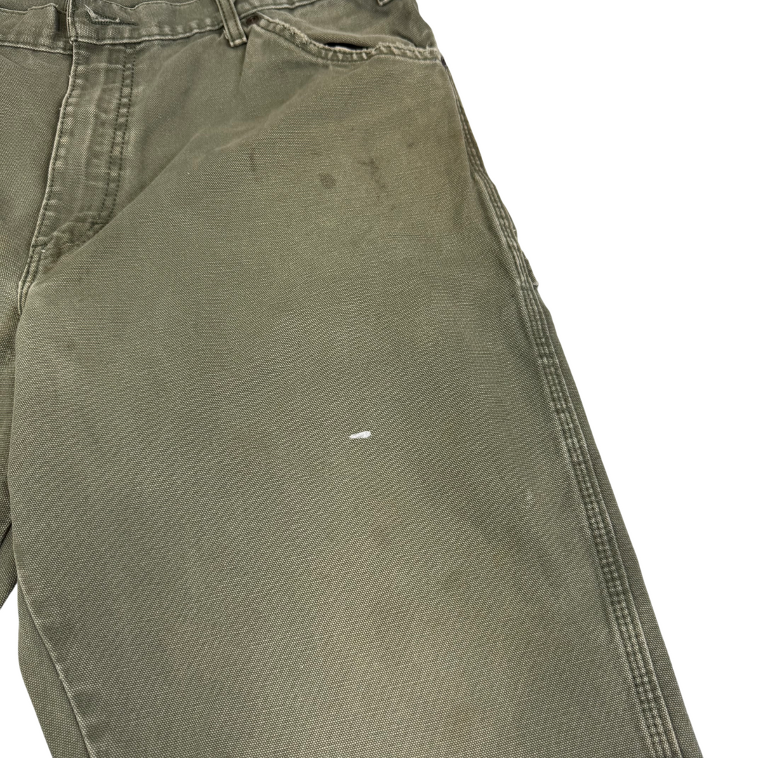 Dickies Carpenter Workwear Trousers Green Distressed