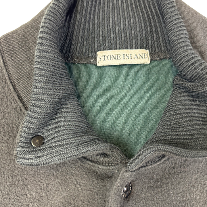 Stone Island 80's Script Fleece Button-Up Jacket Black Rare