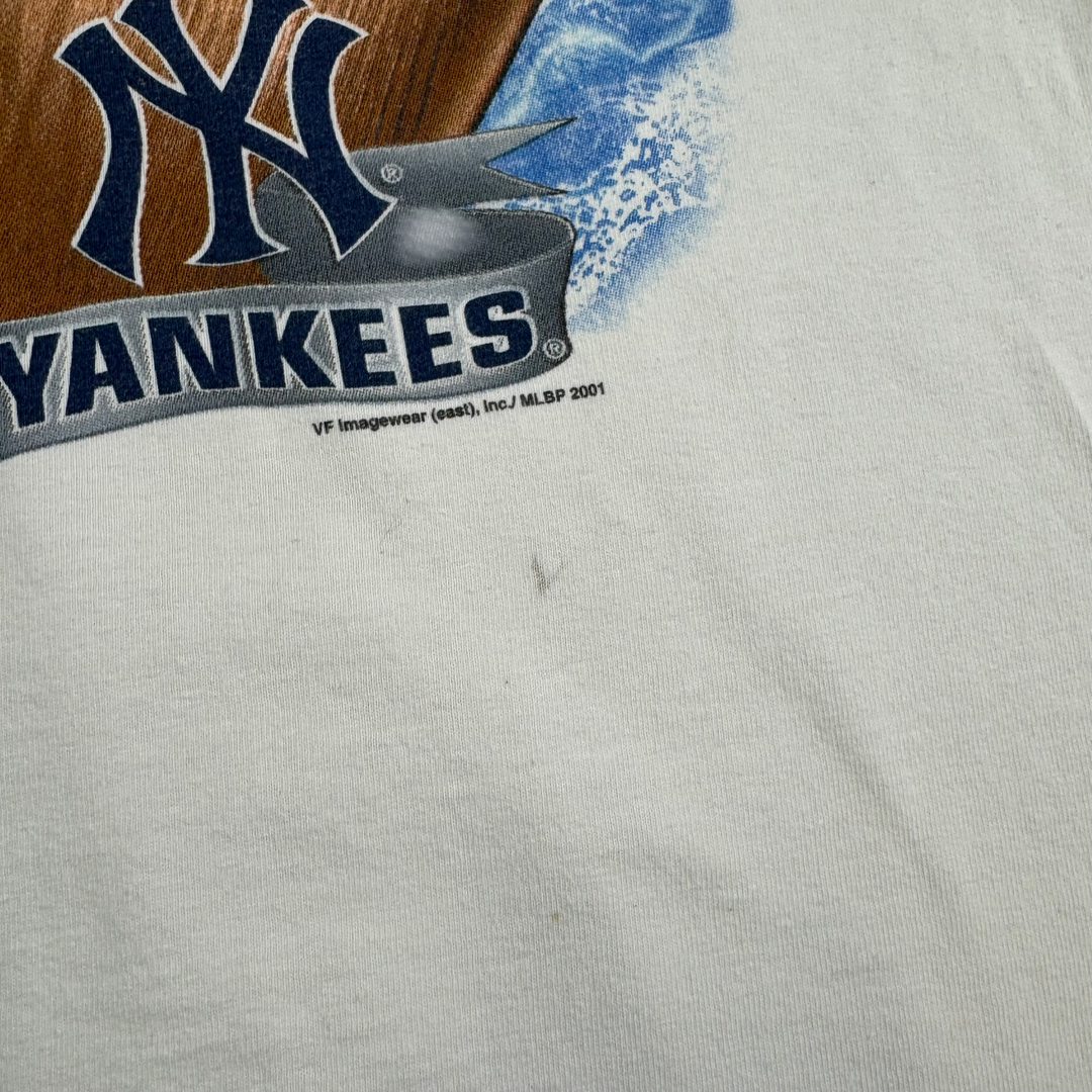 Vintage Lee Sport 2001 MLB Athletics Yankees Playoffs Graphic T-Shirt White