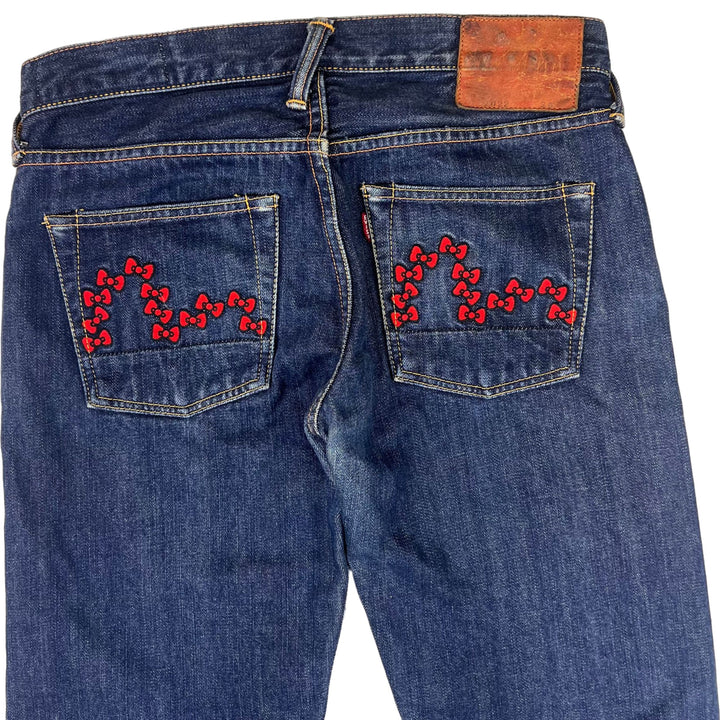 Evisu x Sanrio Hello Kitty Collaboration Embroidered Jeans Blue