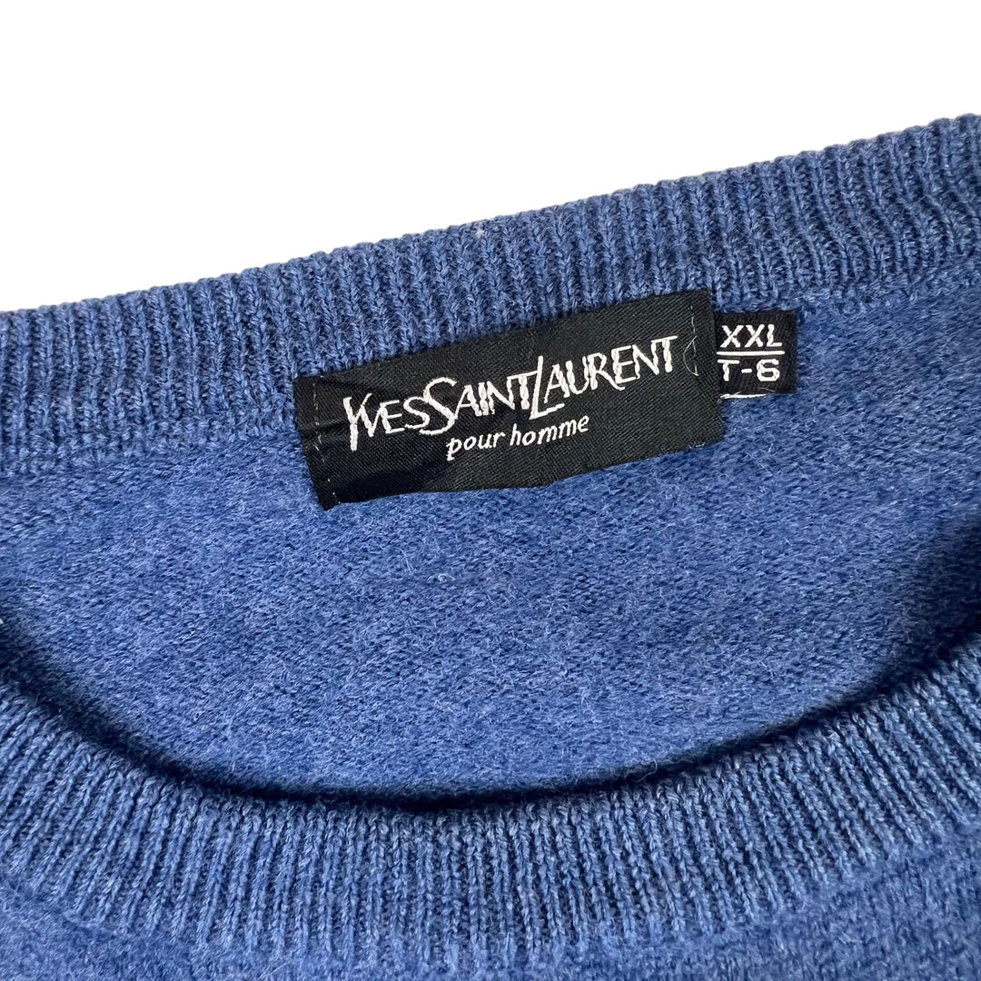 Yves Saint Laurent Lana Wool Knitted Jumper Blue