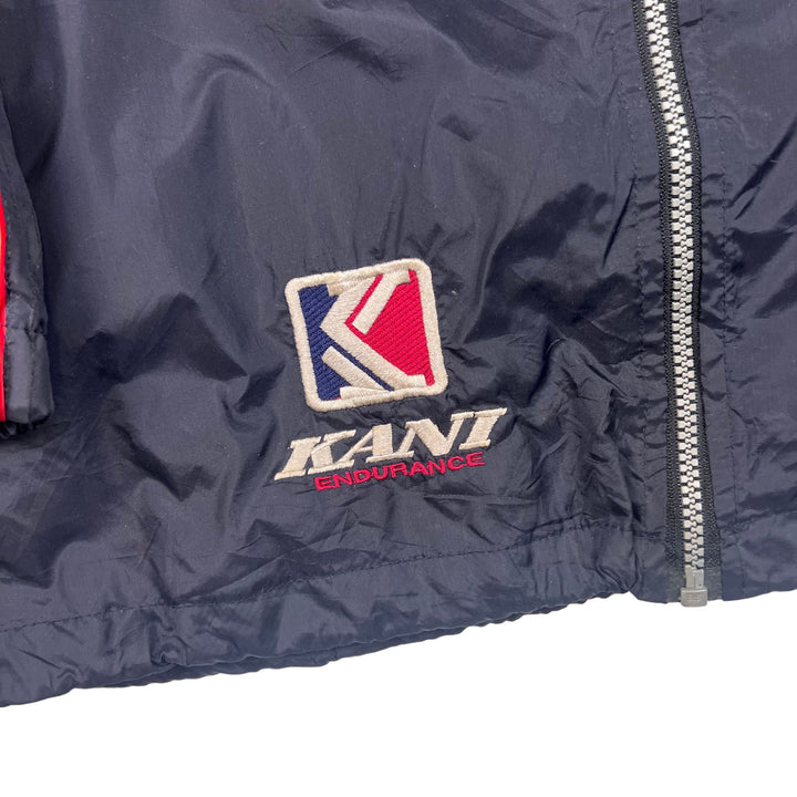 Vintage 90's Karl Kani Endurance Hooded Windbreaker Jacket Black Red