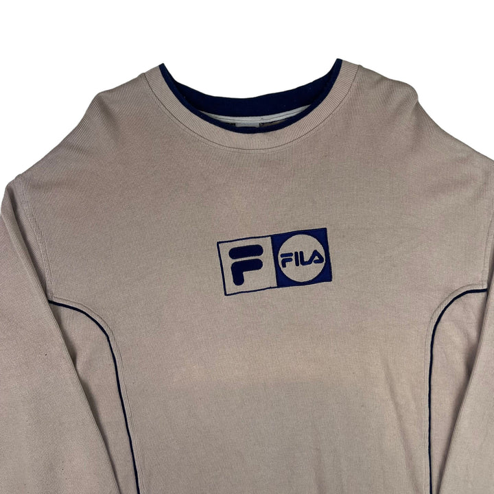 Vintage 90's Fila Embroidered Logo Sweatshirt Beige