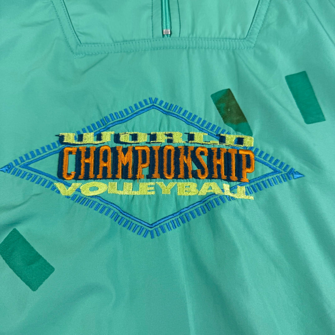 Vintage Nike 90's Volleyball Champion Half-Zip Pullover Jacket Green Blue Rare