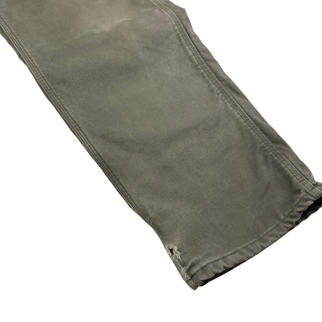 Carhartt Flannel Lined Carpenter Workwear Original Fit Trousers Green
