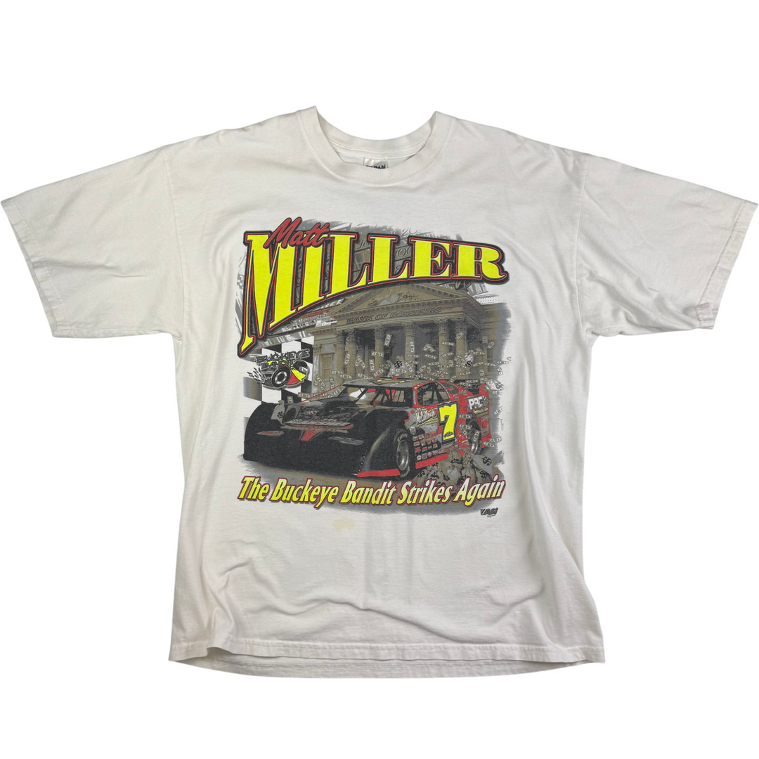 Vintage 00s Matt Miller Nascar Racing Graphic T-shirt White
