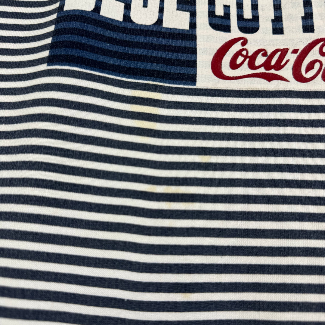 Coca Cola 90's Striped Blue Cotton Crewneck Sweatshirt Navy