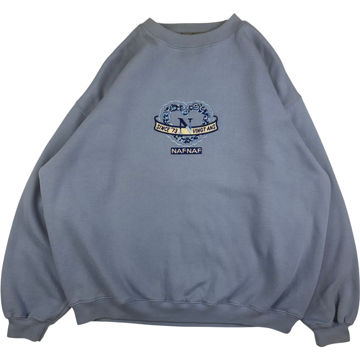 Naf Naf 90's Embroidered Graphic Sweatshirt Baby Blue