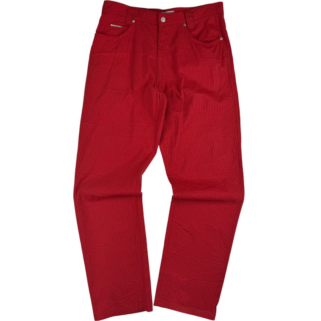 Versace Classic Striped Trousers Red