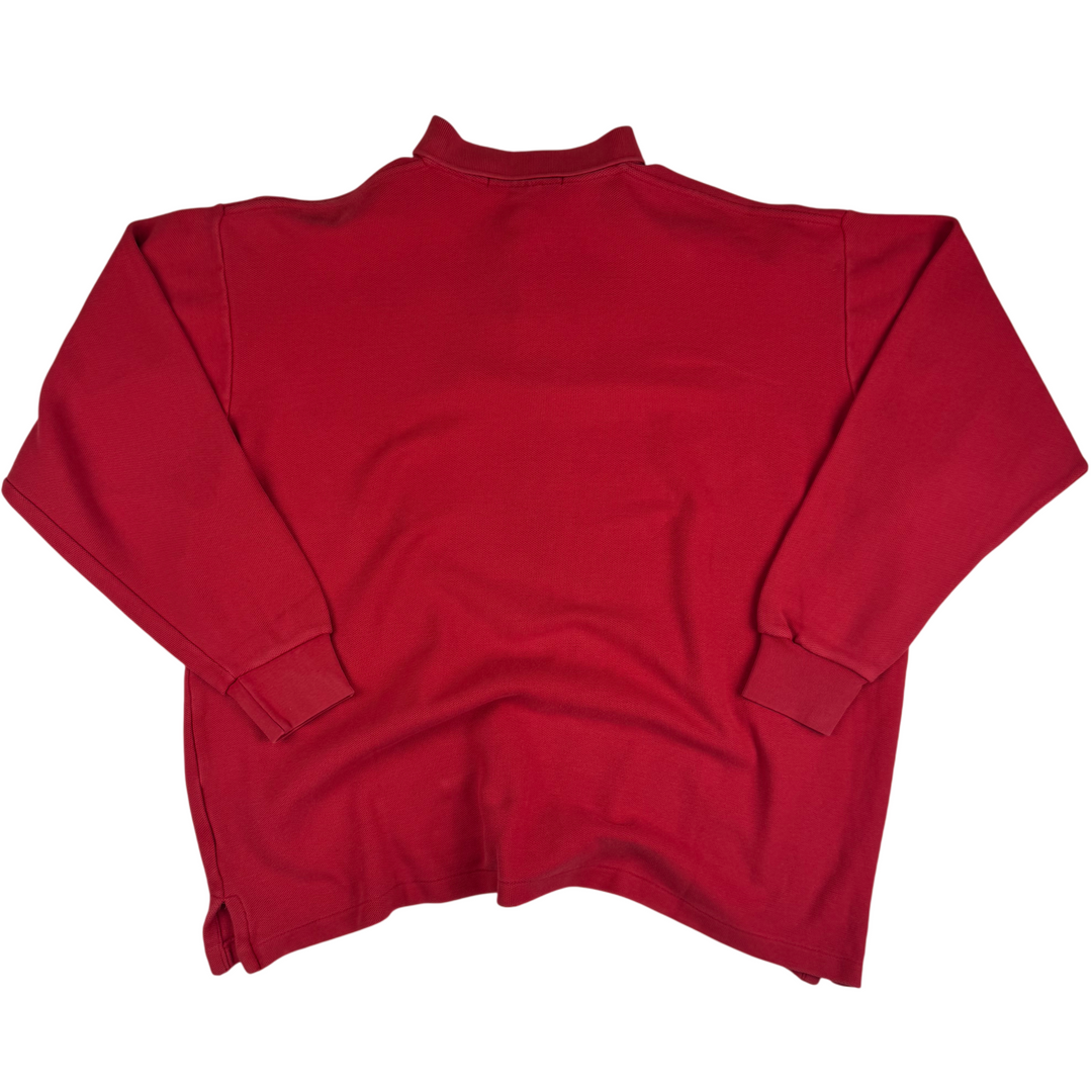 Polo Ralph Lauren Button Up Collared Sweatshirt Red