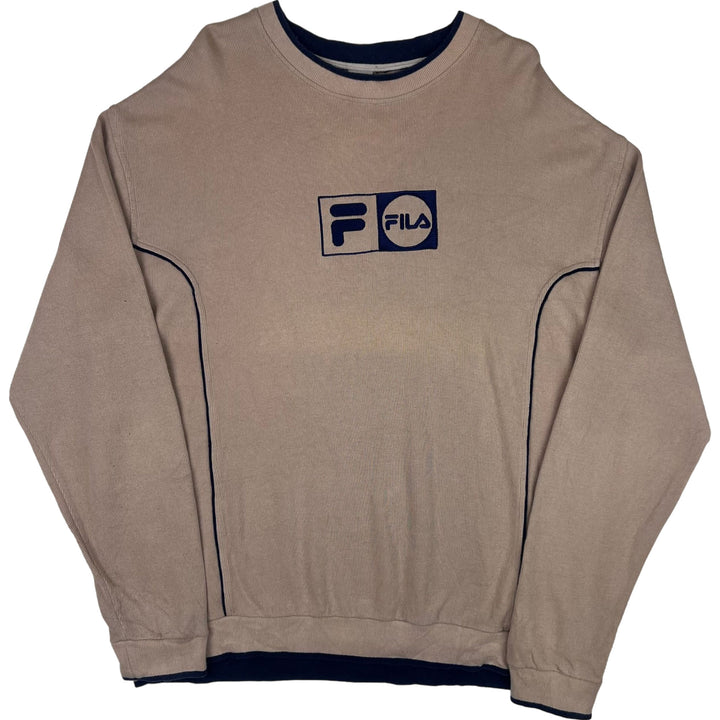 Vintage 90's Fila Embroidered Logo Sweatshirt Beige