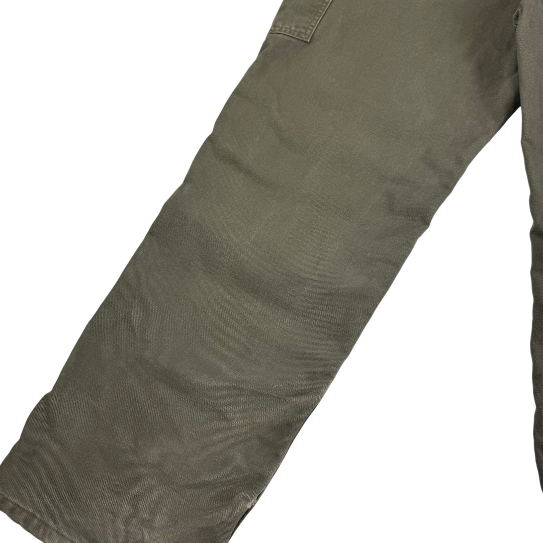 Carhartt Flannel Lined Carpenter Workwear Original Fit Trousers Green