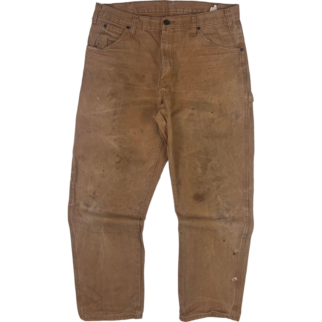 Dickies Carpenter Workwear Distressed Trousers Brown