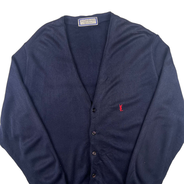 Vintage Yves Saint Laurent Button-Up Knitted Cardigan Navy