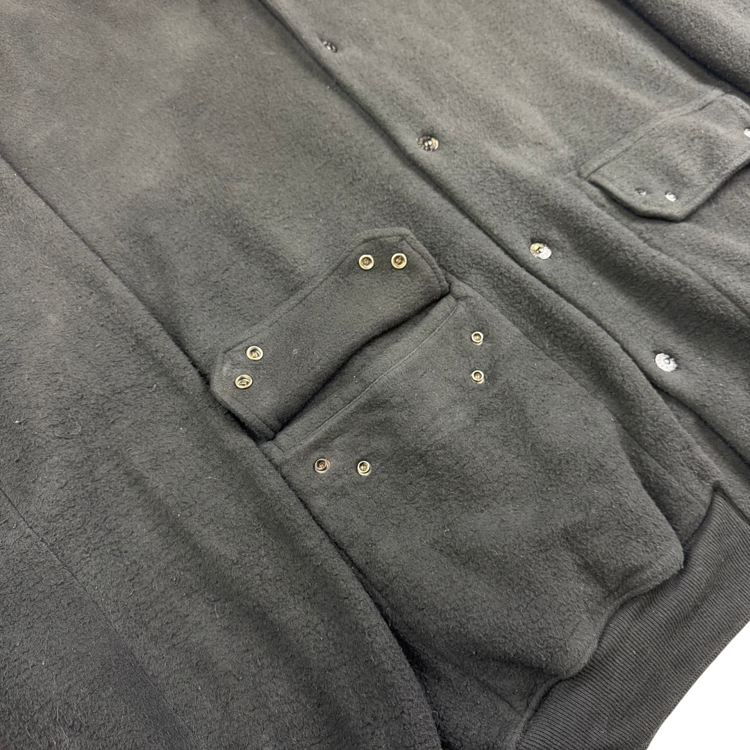 Stone Island 80's Script Fleece Button-Up Jacket Black Rare