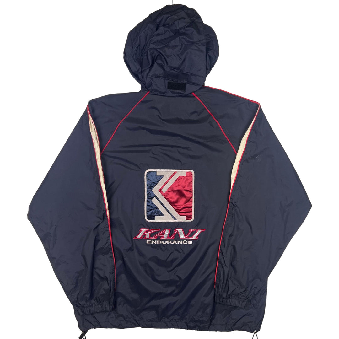 Vintage 90's Karl Kani Endurance Hooded Windbreaker Jacket Black Red