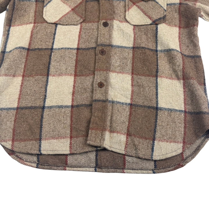 Pacific Woolens 90's Plaid Long Sleeve Flannel Shirt Jacket Brown
