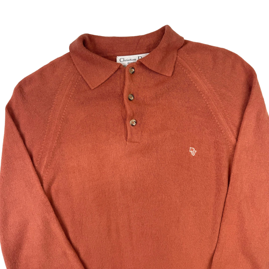 Christian Dior Monsieur Knitted Polo Sweater Burnt Orange