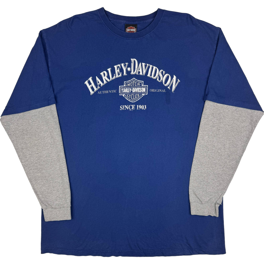 Harley-Davidson Reno Nevada 2007 Long Sleeve Graphic T-shirt Blue Grey