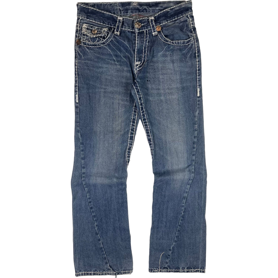 True Religion Contrast Stitch Billy Super T Embroidered Jeans Blue