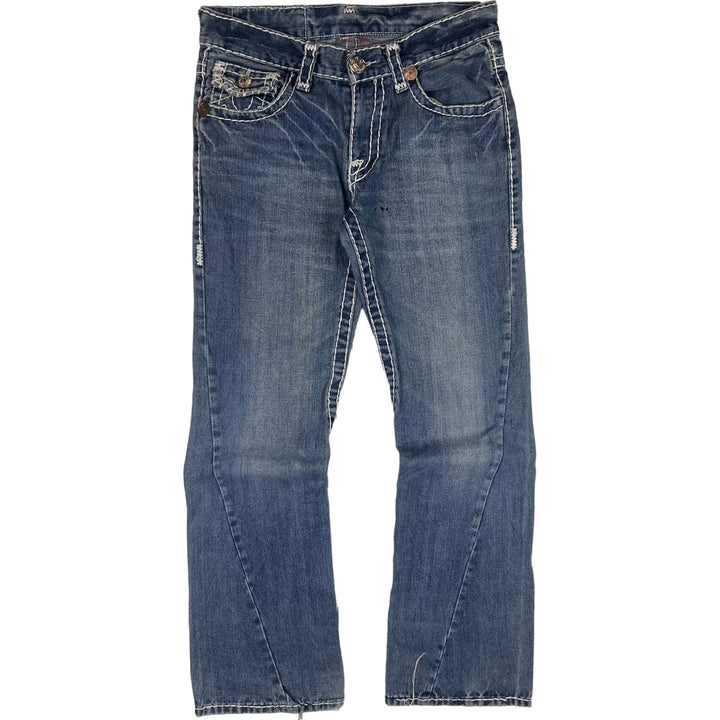 True Religion Contrast Stitch Billy Super T Embroidered Jeans Blue