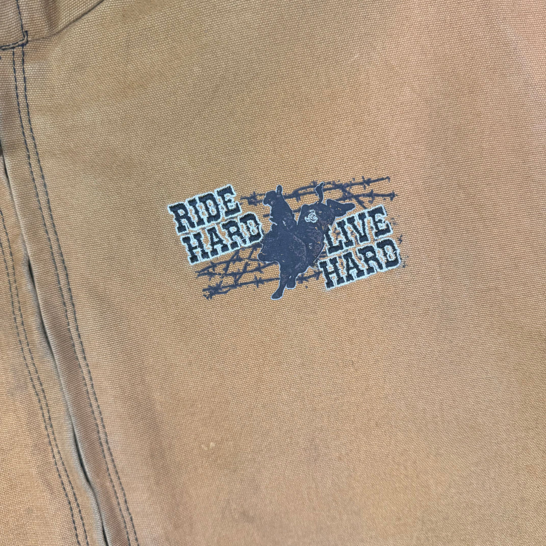 Cowboy Hardware 'Ride Hard Live Hard' Distressed Workwear Active Jacket Brown