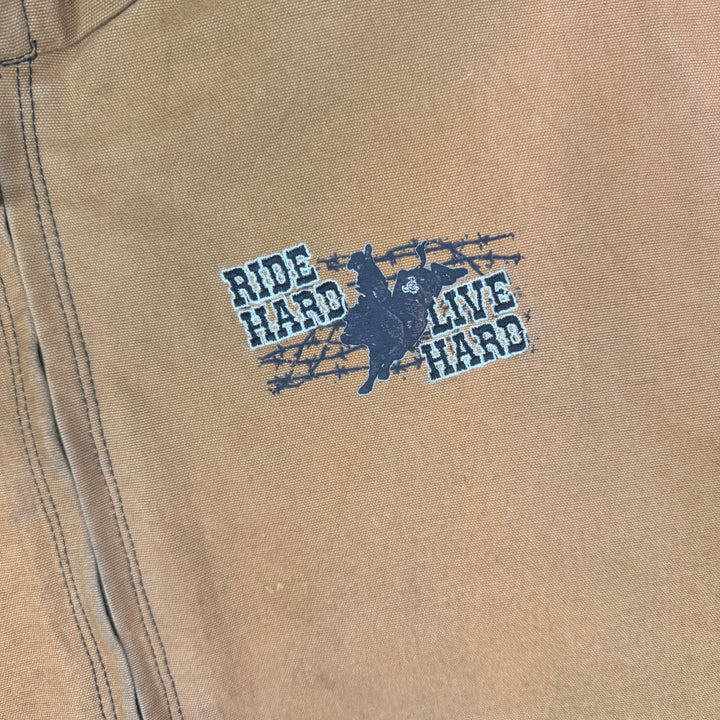 Cowboy Hardware 'Ride Hard Live Hard' Distressed Workwear Active Jacket Brown