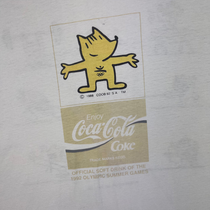 Vintage Coca Cola 1992 Olympic Games Graphic T-shirt White Rare