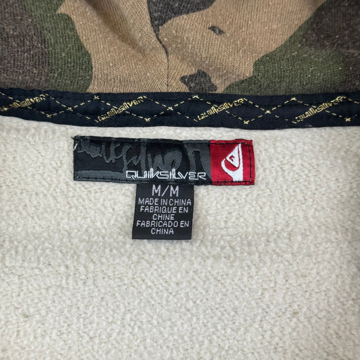 Quiksilver 00's Full-Zip Hooded Graphic Sweatshirt Beige