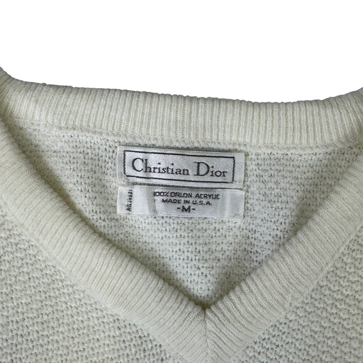 Christian Dior 90's V-Neck Knit Sweater Cream