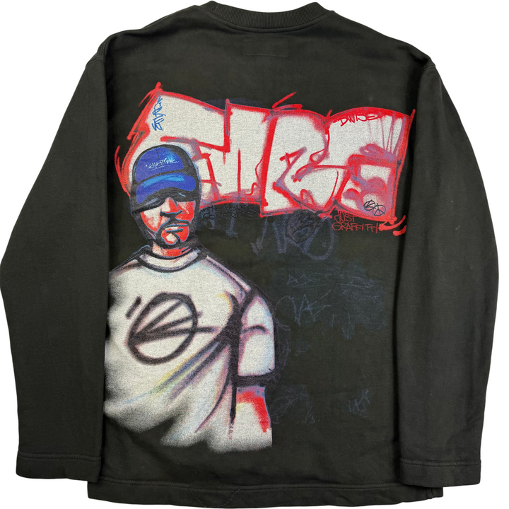 Vintage 00's Energie Graphic Crewneck Sweatshirt Black Grey