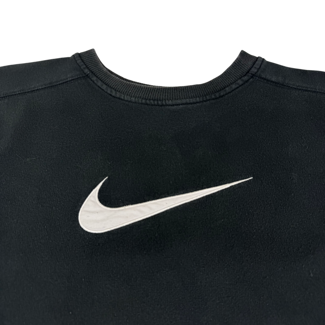 Nike Swoosh Embroidered Crewneck Sweatshirt Black