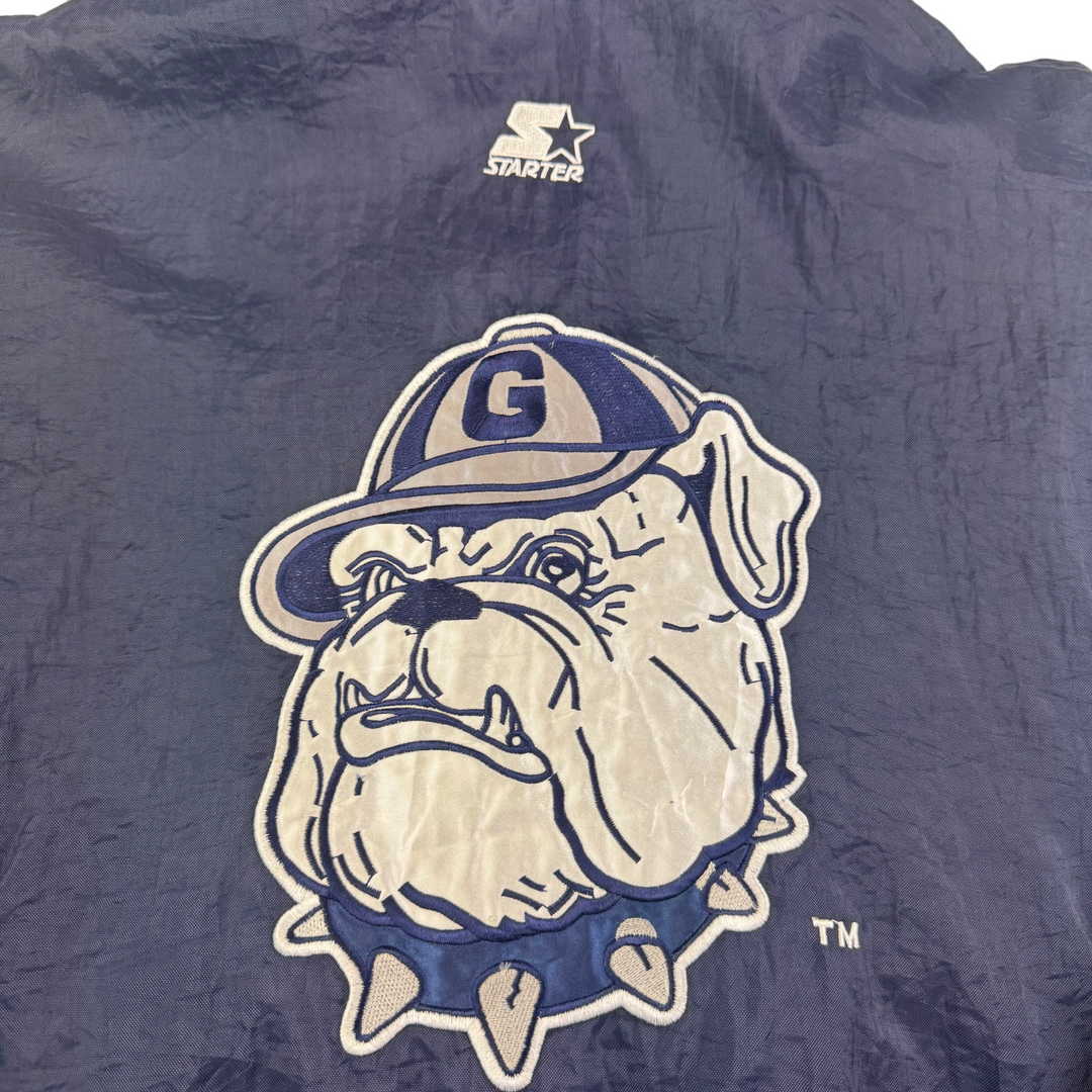 Vintage Starter 90's Georgetown Hoyas Half-Zip Pullover Pro Sports Jacket Navy