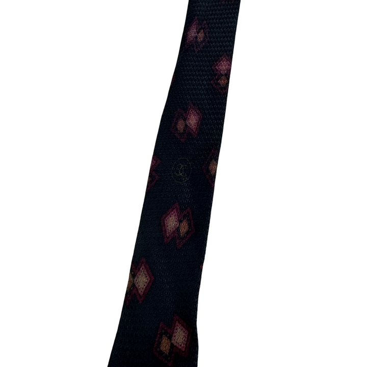 Chanel Silk Geometric Pattern Tie Navy