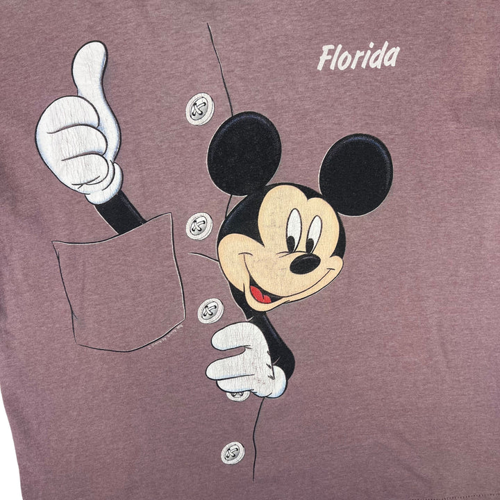 Disney 80's Mickey Mouse  Oneita Graphic Single Stitch T-shirt Pink